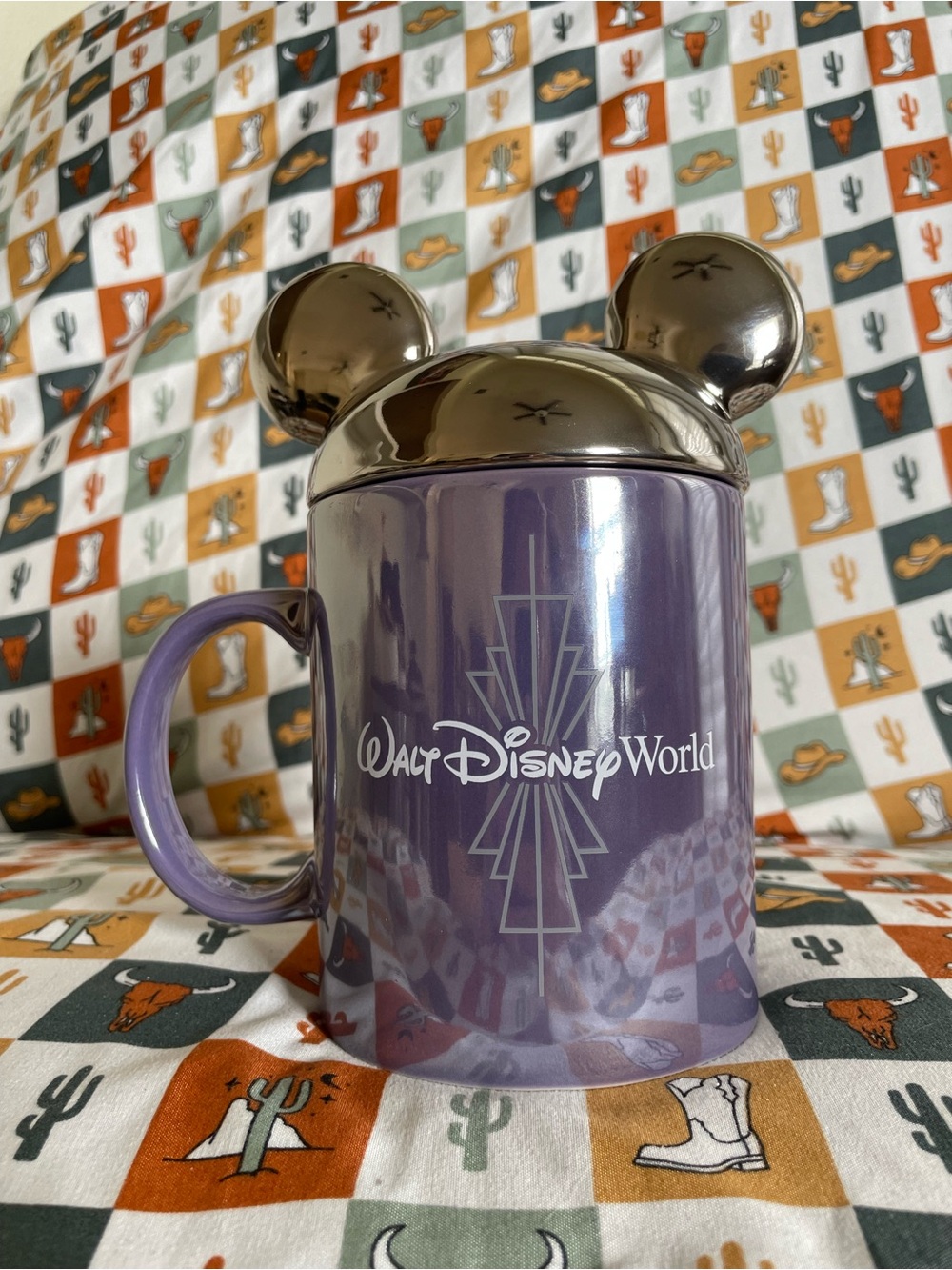 Disney Purple Walt Disney World Ceramic Mug with Metallic Silver Mickey Lid